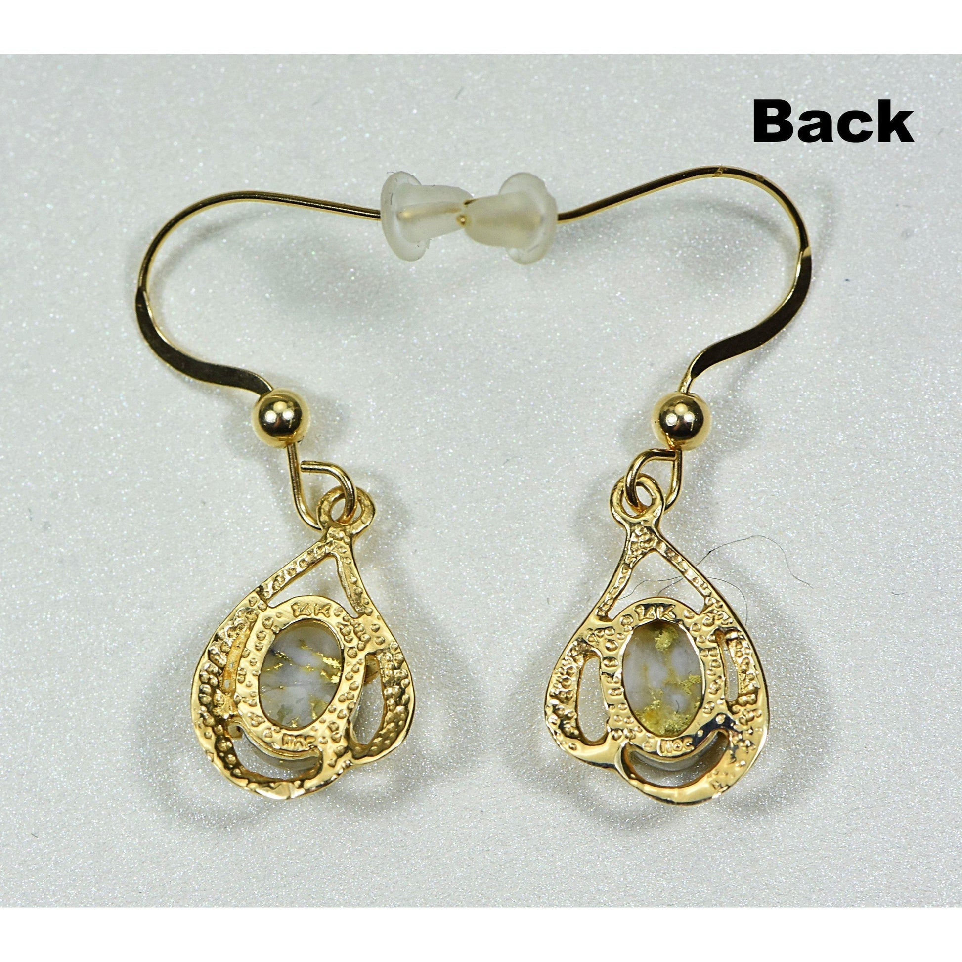 Gold Quartz Earrings Dangles - EN870SMQ/LB-Destination Gold Detectors