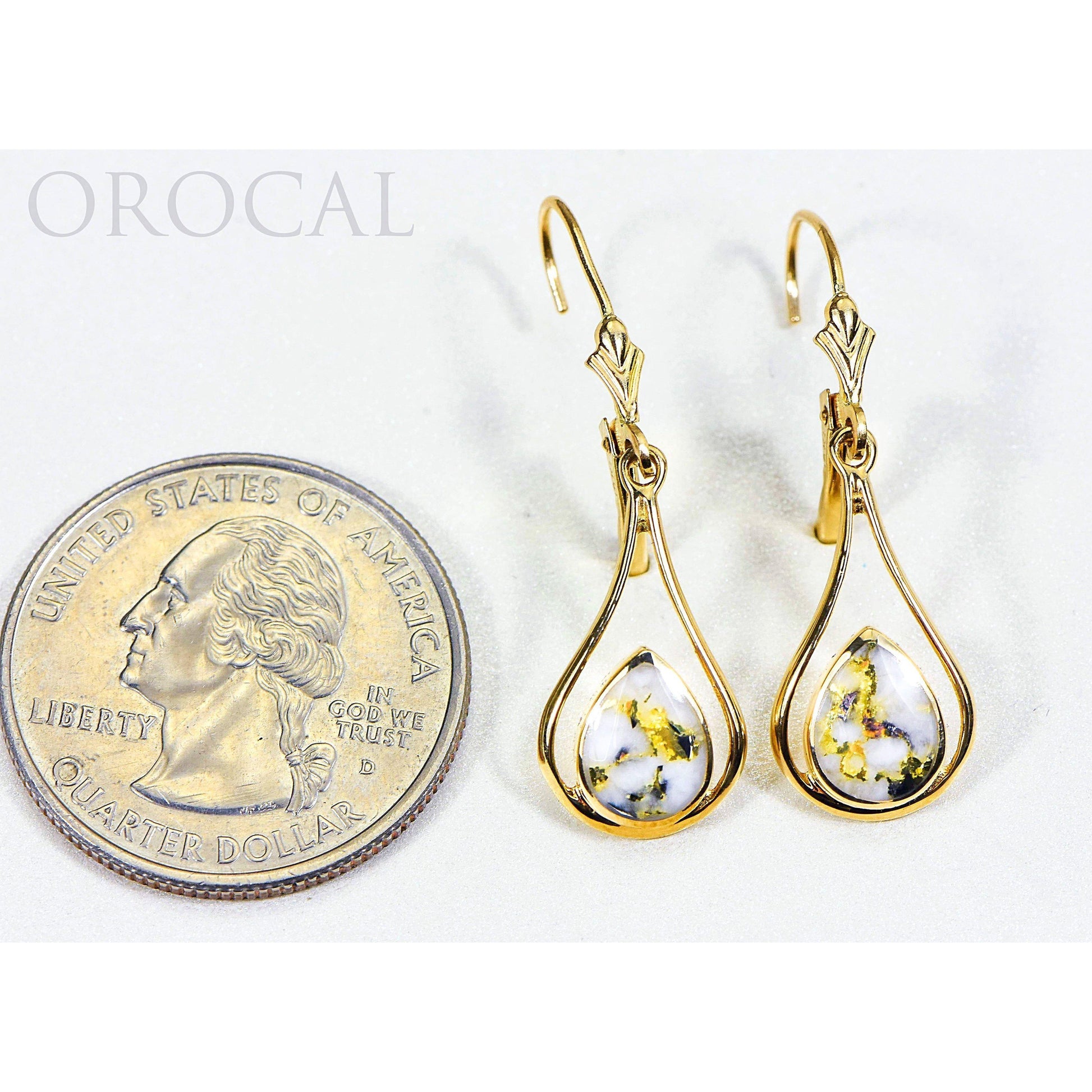 Gold Quartz Earrings Dangling - EN869Q/LB-Destination Gold Detectors