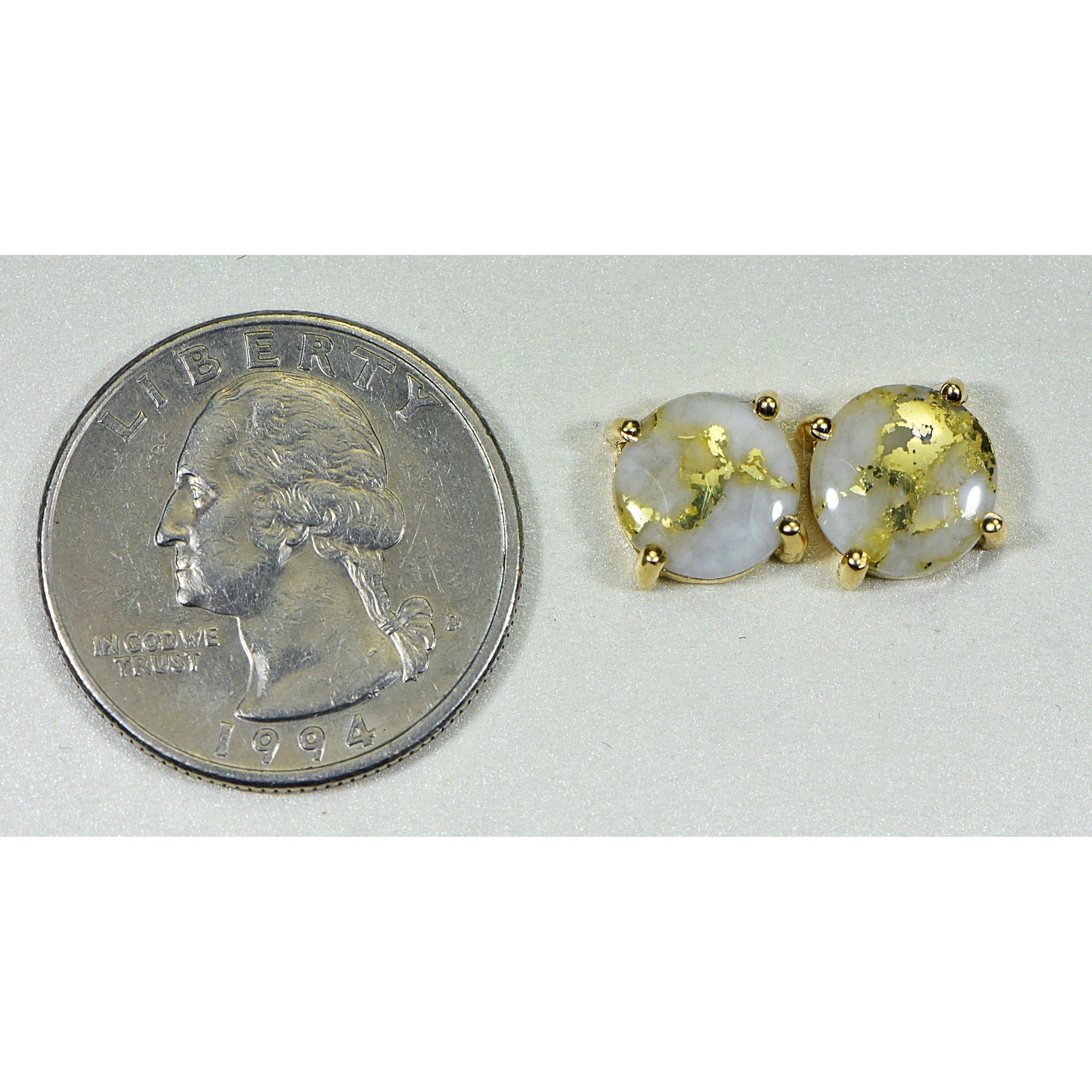 Gold Quartz Earrings Post Backs - E8MMQ-Destination Gold Detectors