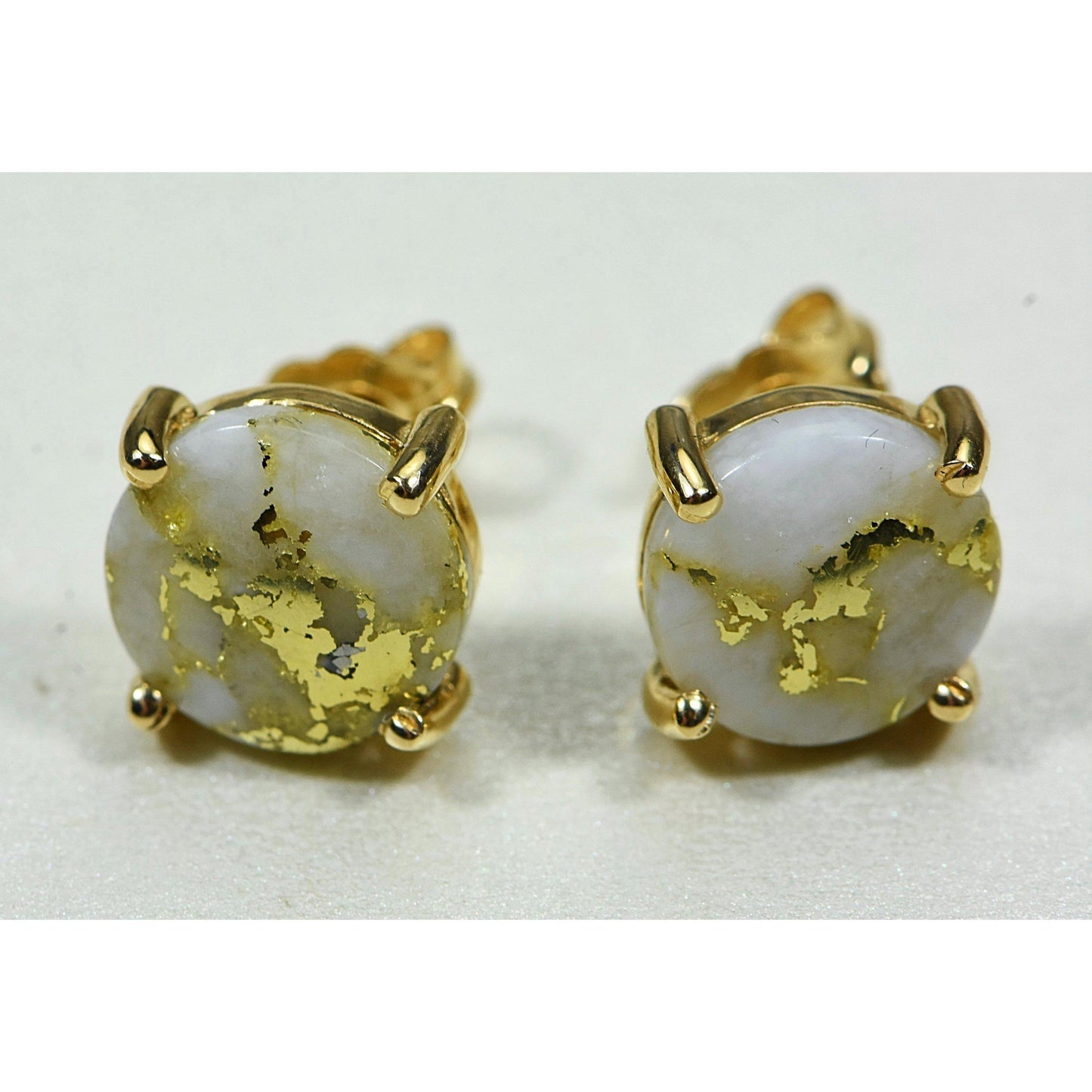Gold Quartz Earrings Post Backs - E8MMQ-Destination Gold Detectors