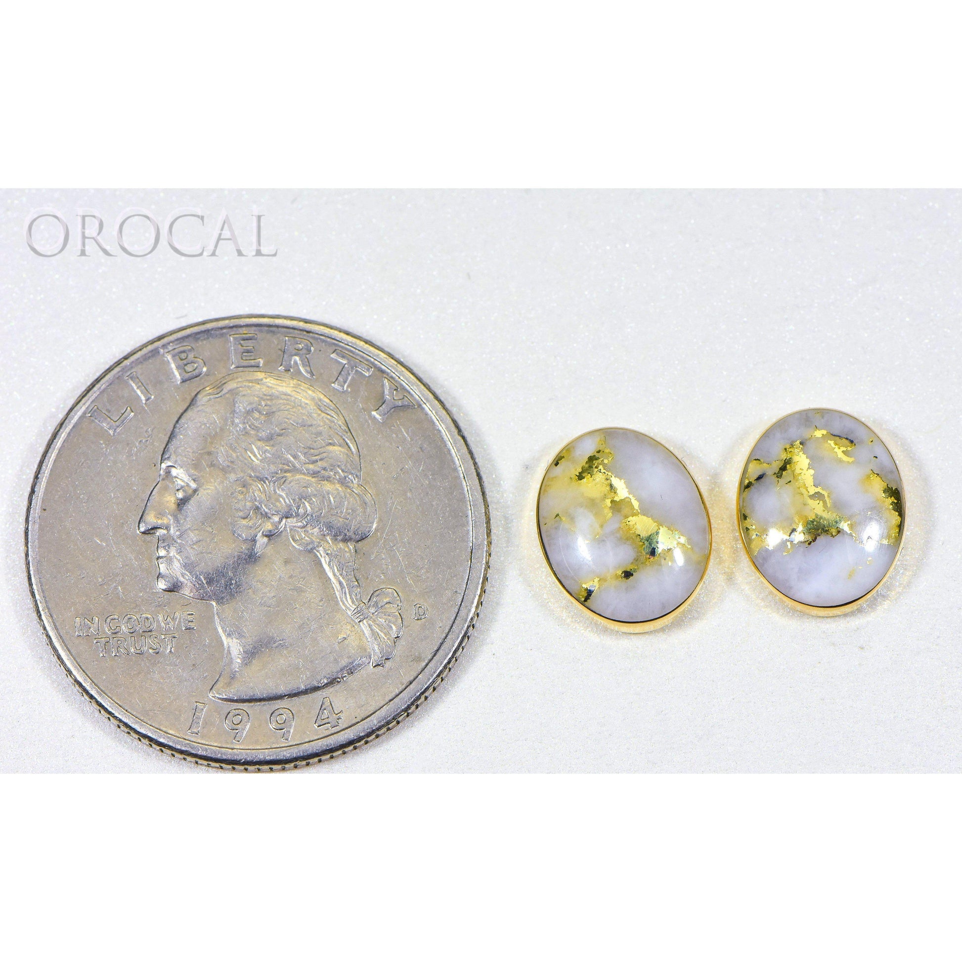 Gold Quartz Earrings Post Backs - EBZ8*6Q-Destination Gold Detectors