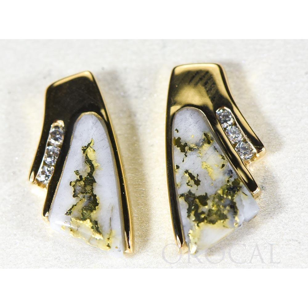 Gold Quartz Earrings Post Backs - EDL129D9Q-Destination Gold Detectors