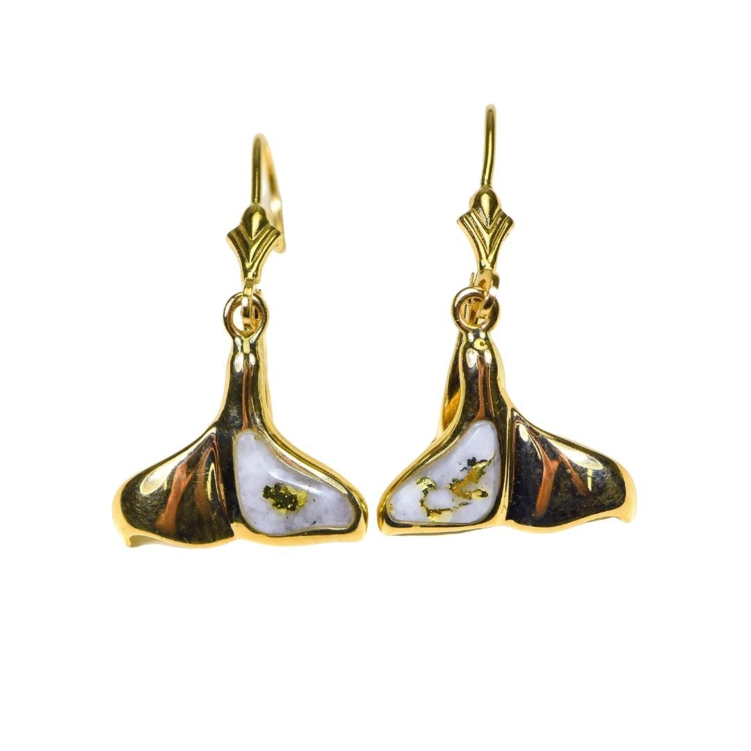 Gold Quartz Earrings Post Backs - EDL12WT12Q/LB-Destination Gold Detectors
