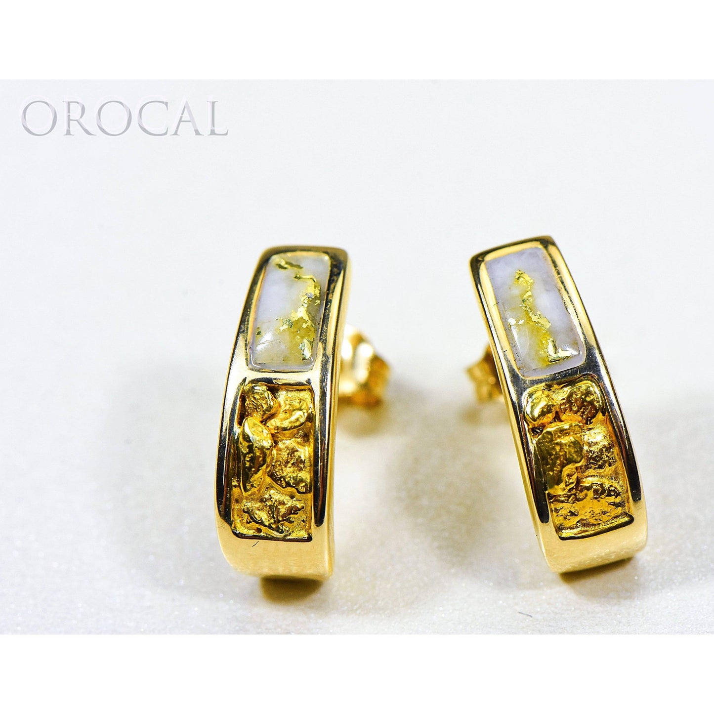 Gold Quartz Earrings Post Backs - EH41NQ-Destination Gold Detectors