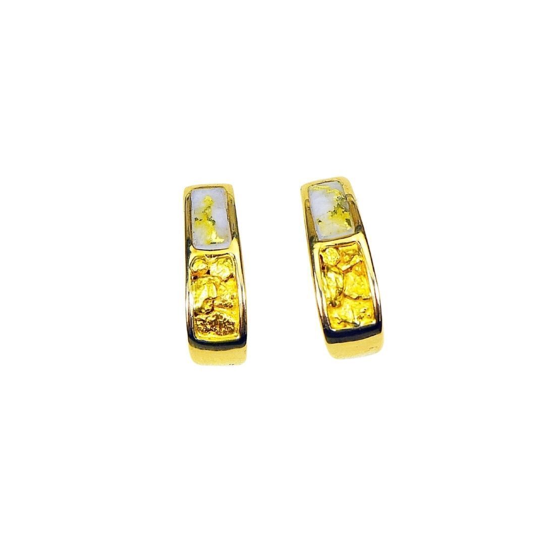 Gold Quartz Earrings Post Backs - EH41NQ-Destination Gold Detectors