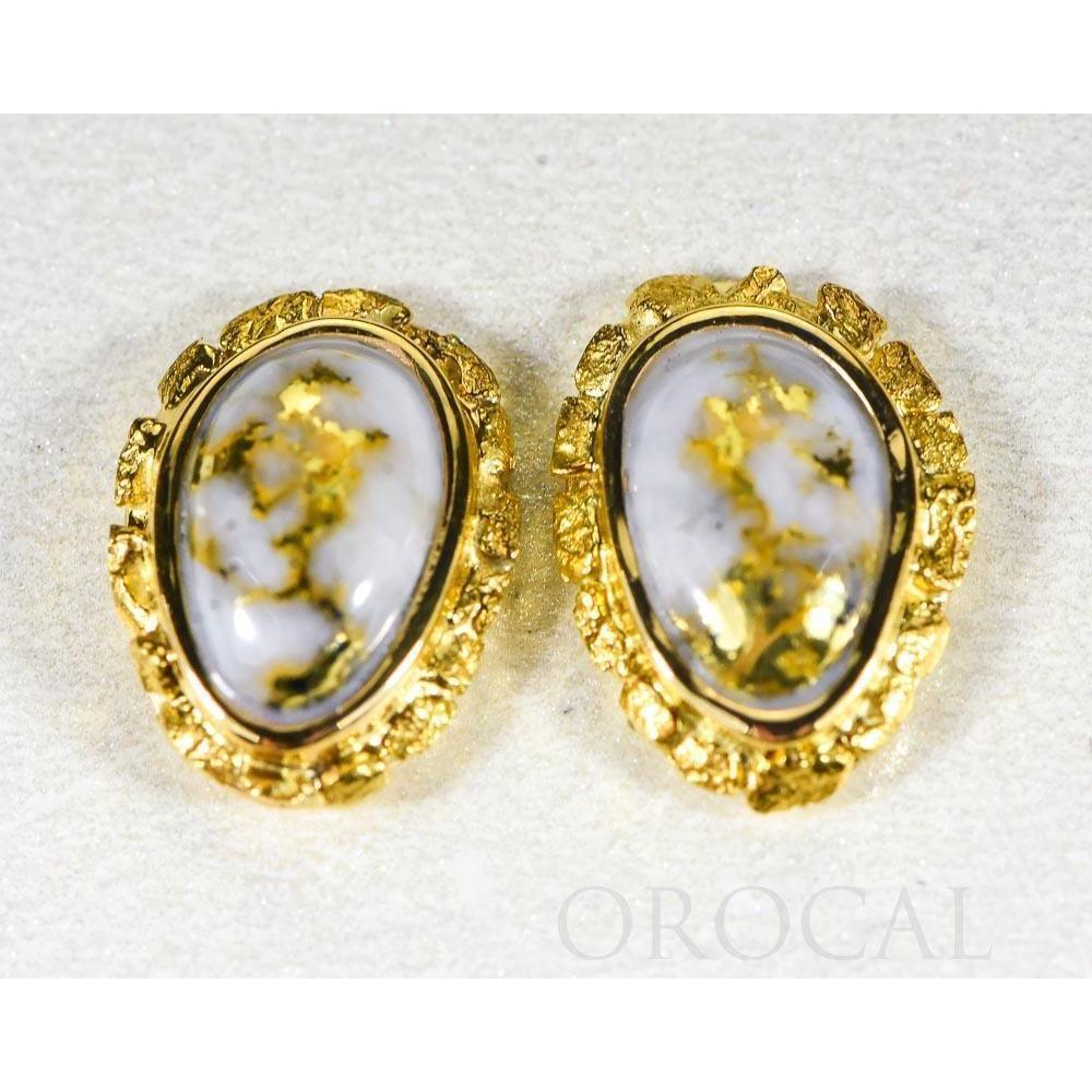 Gold Quartz Earrings Post Backs - EN708NQ-Destination Gold Detectors