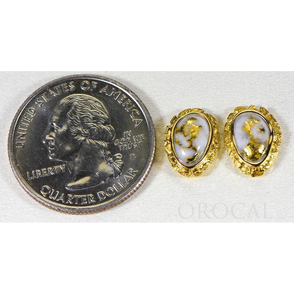Gold Quartz Earrings Post Backs - EN708NQ-Destination Gold Detectors