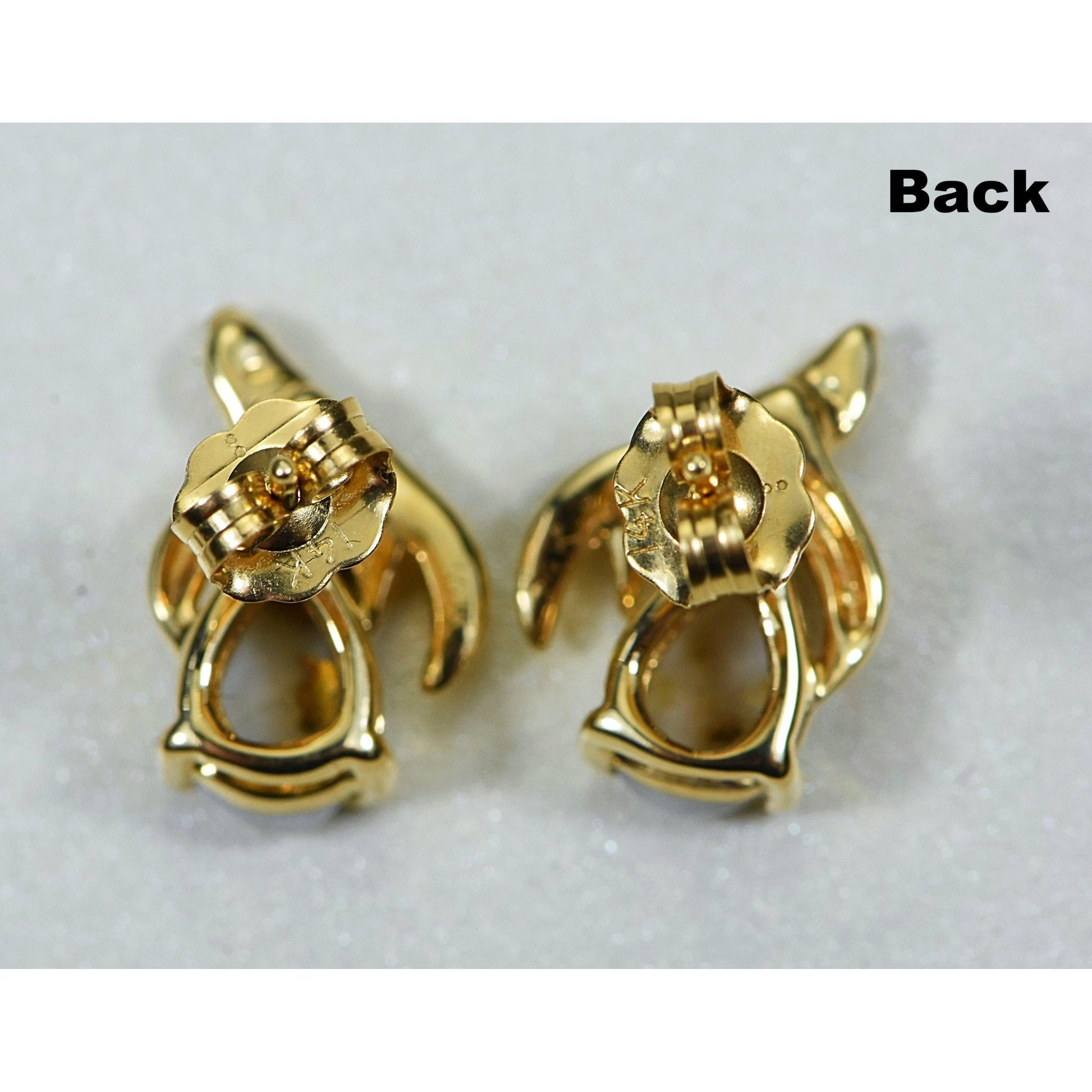 Gold Quartz Earrings Post Backs - EN792SNQ-Destination Gold Detectors