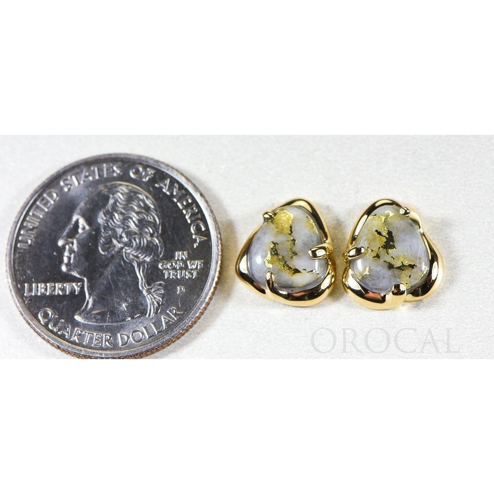 Gold Quartz Earrings Post Backs - ESC115XSQ-Destination Gold Detectors