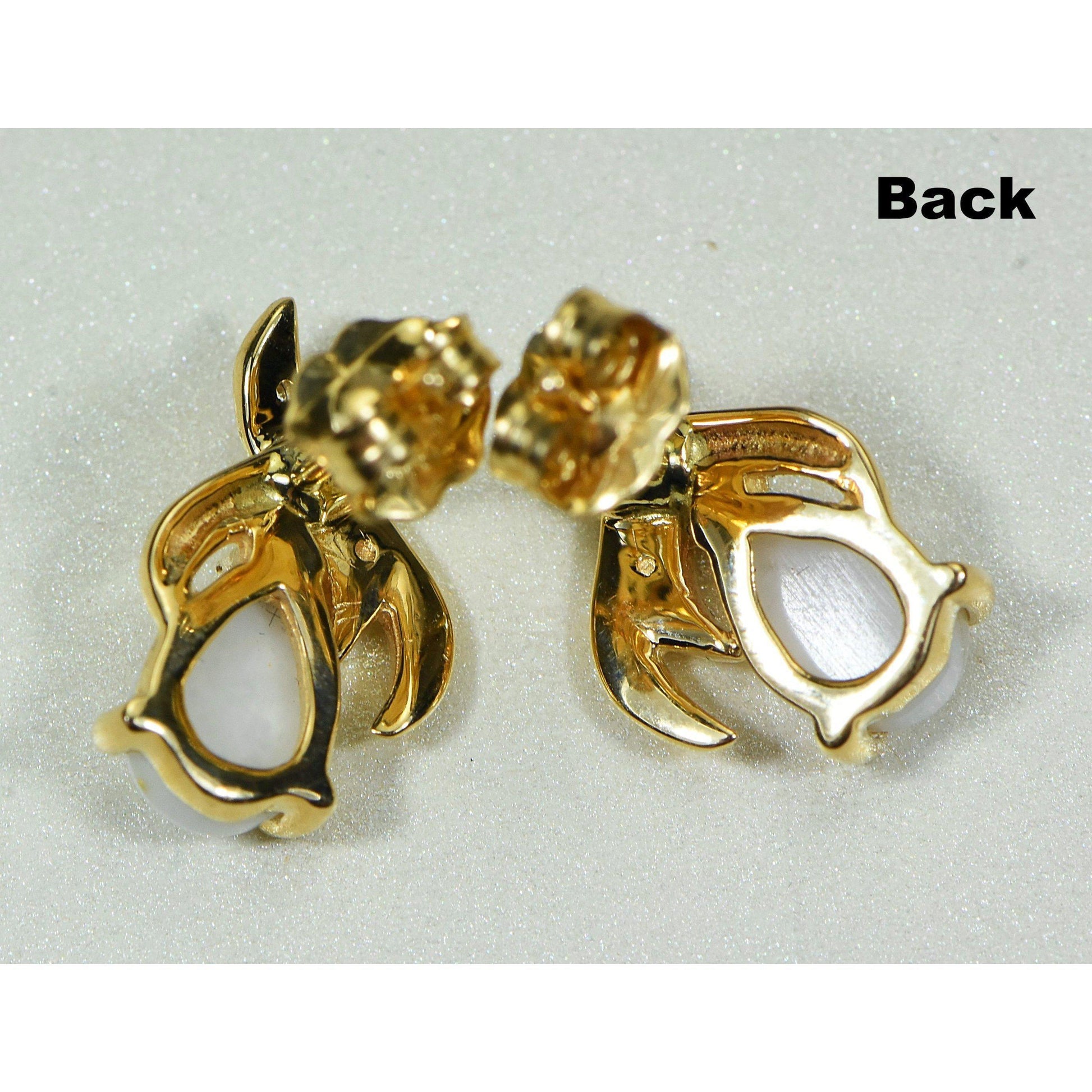 Gold Quartz Earrings Post Backs with Diamonds - EN792SDQ-Destination Gold Detectors