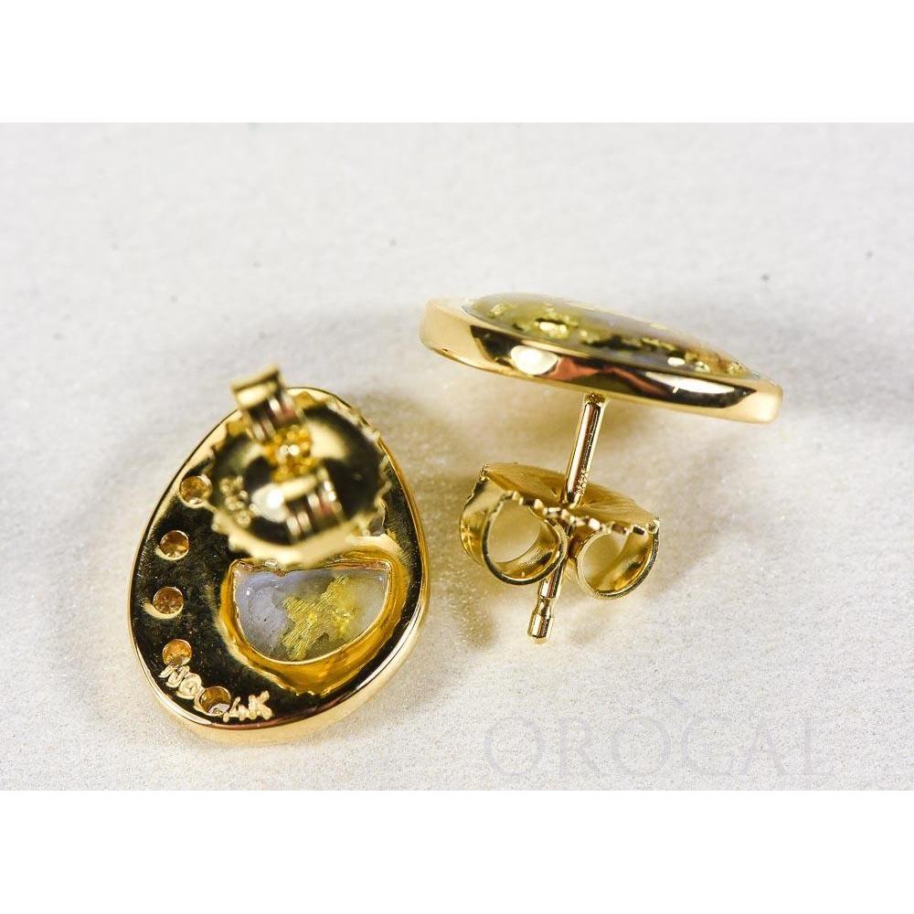 Gold Quartz Earrings Post Backs with Diamonds - ESC106DQ-Destination Gold Detectors