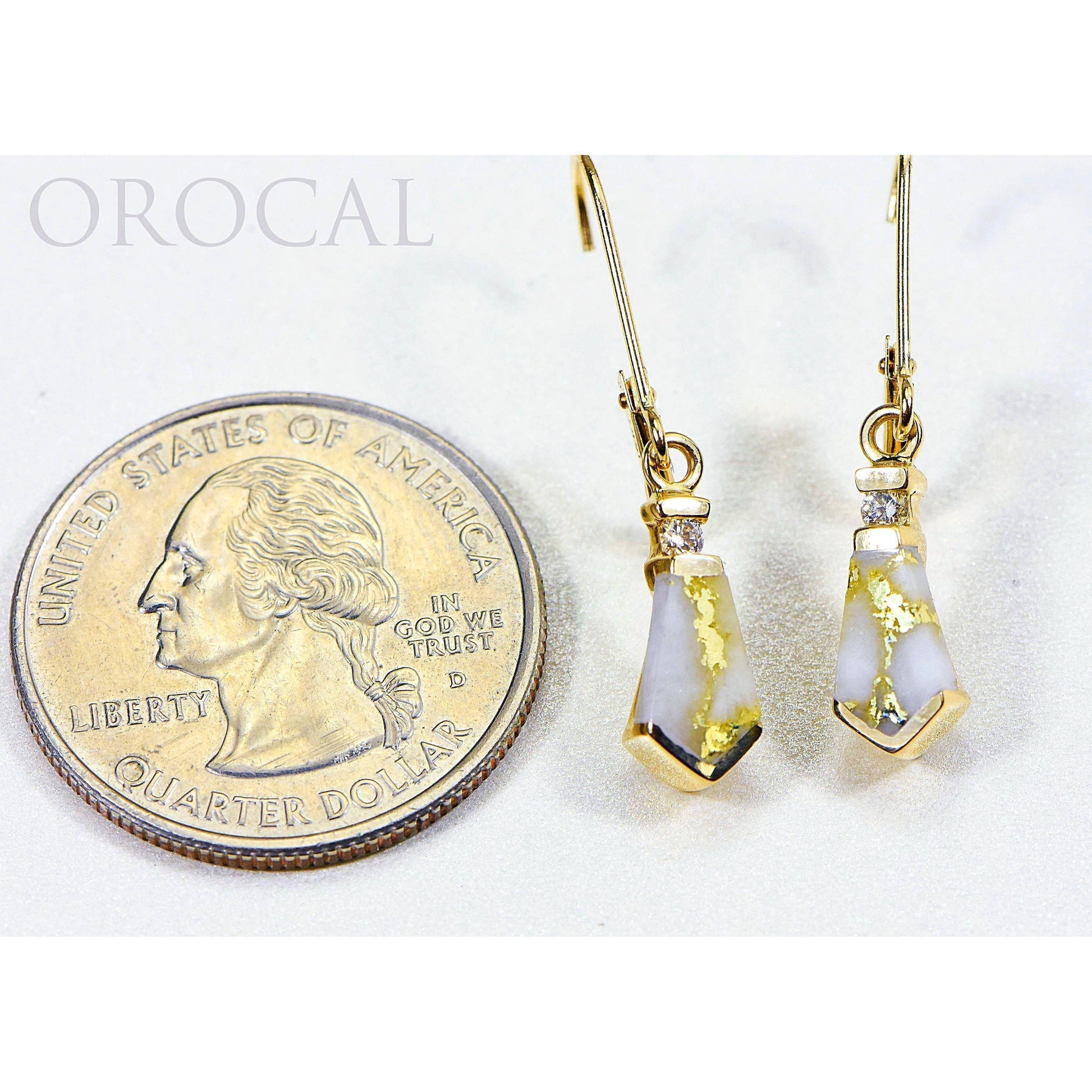 Gold Quartz Earrings with Diamonds - EN641D8Q/LB-Destination Gold Detectors