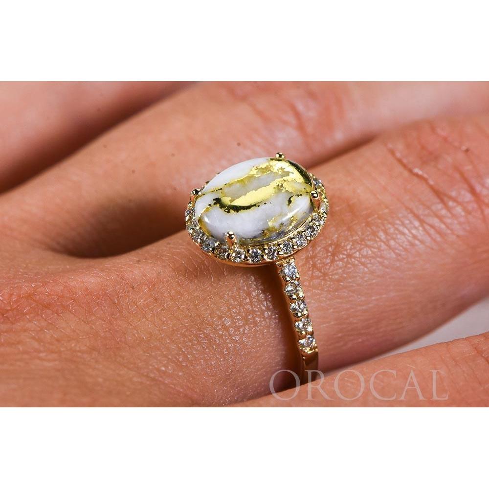 Gold Quartz Ladies Ring with Diamonds - RL1109DQ-Destination Gold Detectors