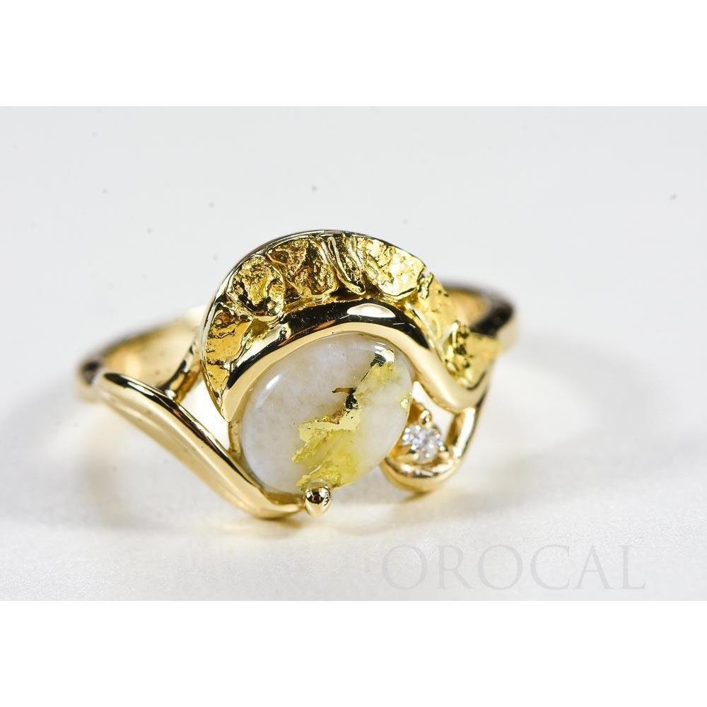 Gold Quartz Ladies Ring with Diamonds - RL1137DNQ-Destination Gold Detectors