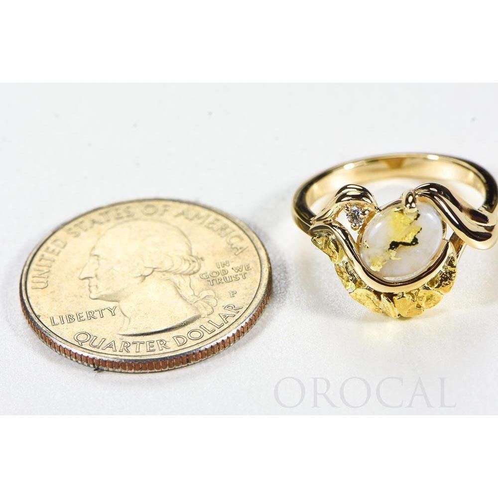 Gold Quartz Ladies Ring with Diamonds - RL1137DNQ-Destination Gold Detectors