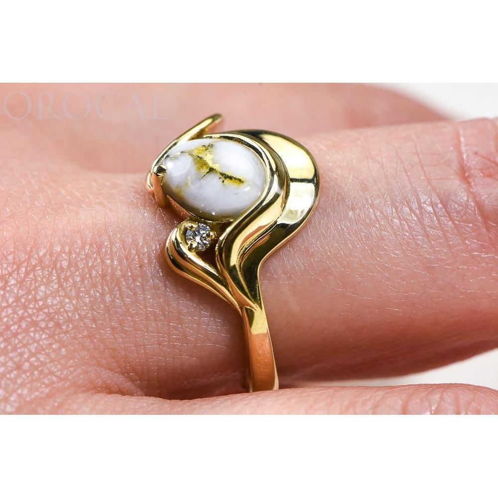 Gold Quartz Ladies Ring with Diamonds - RL1137DQ-Destination Gold Detectors