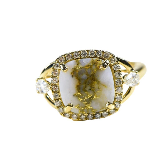 Gold Quartz Ladies Ring with Diamonds - RL1179DQ-Destination Gold Detectors