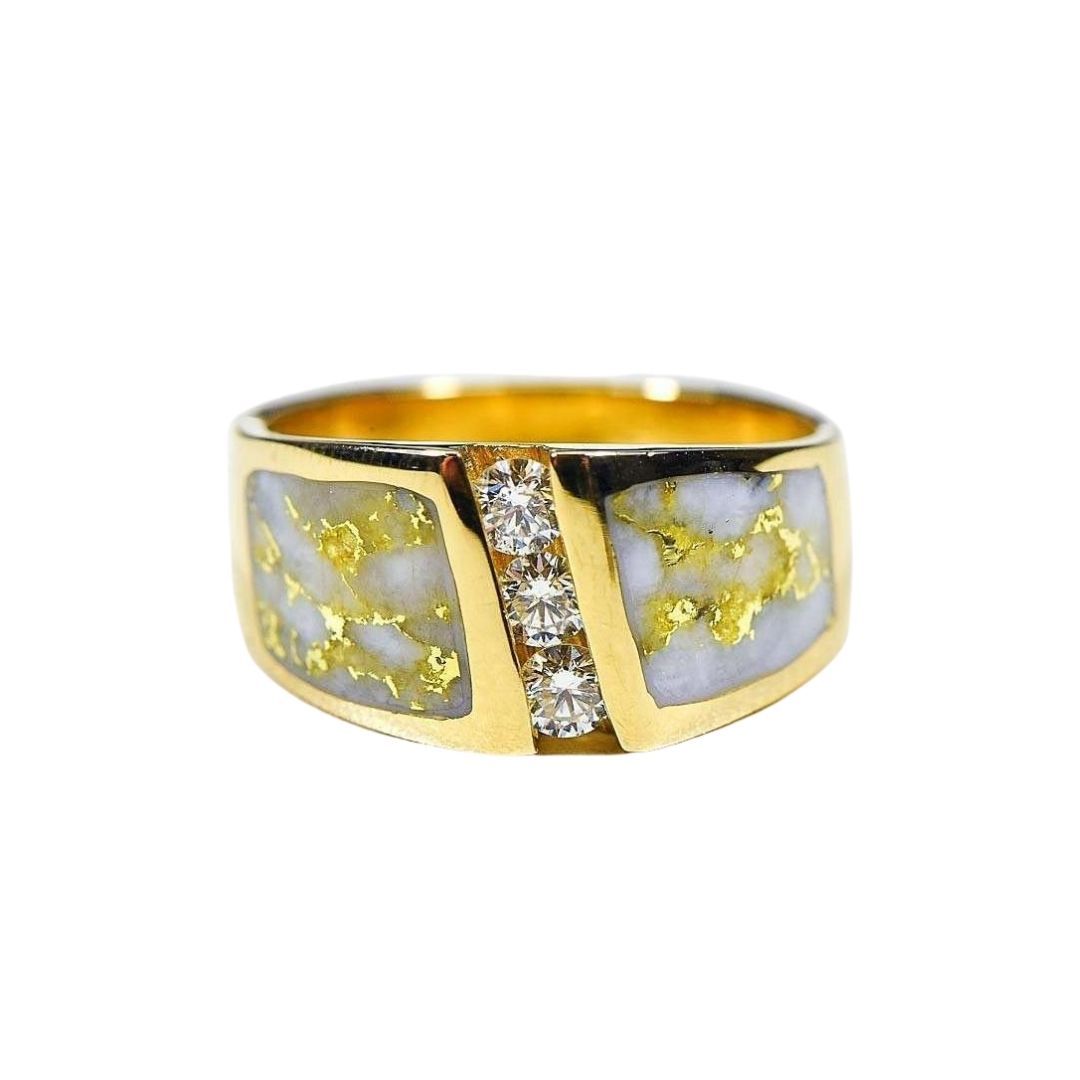 Gold Quartz Ladies Ring with Diamonds - RL470LD45Q-Destination Gold Detectors