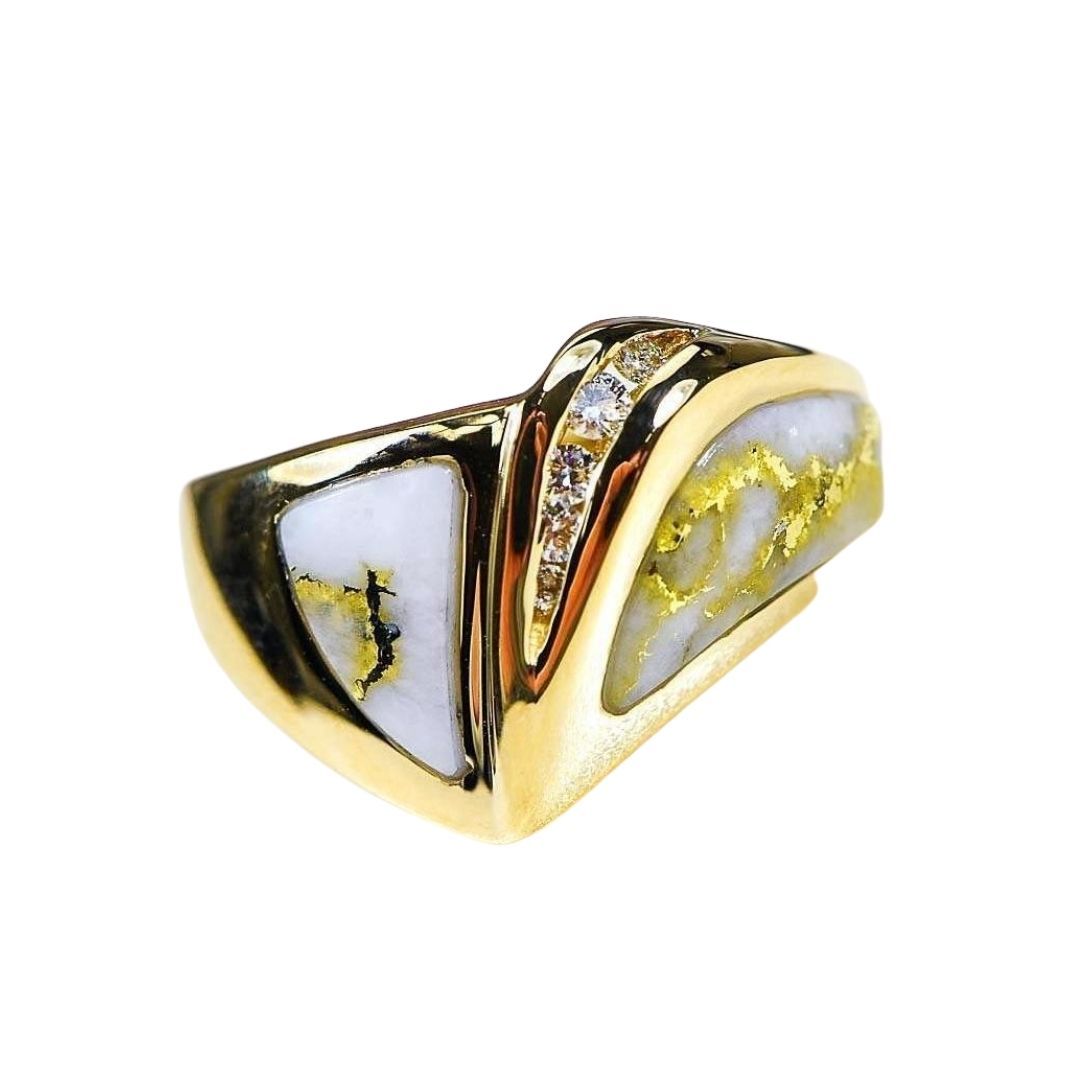Gold Quartz Ladies Ring with Diamonds - RL536D10Q-Destination Gold Detectors