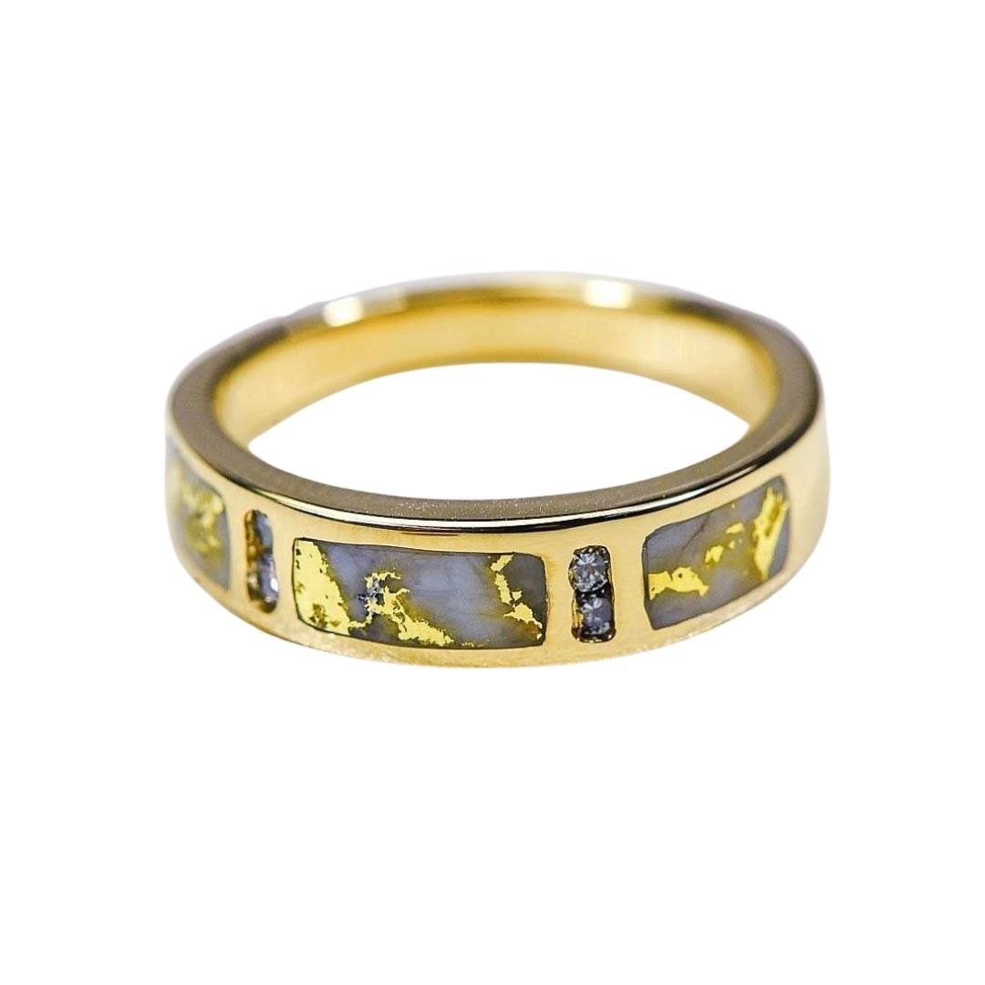 Gold Quartz Ladies Ring with Diamonds - RL733D8Q-Destination Gold Detectors