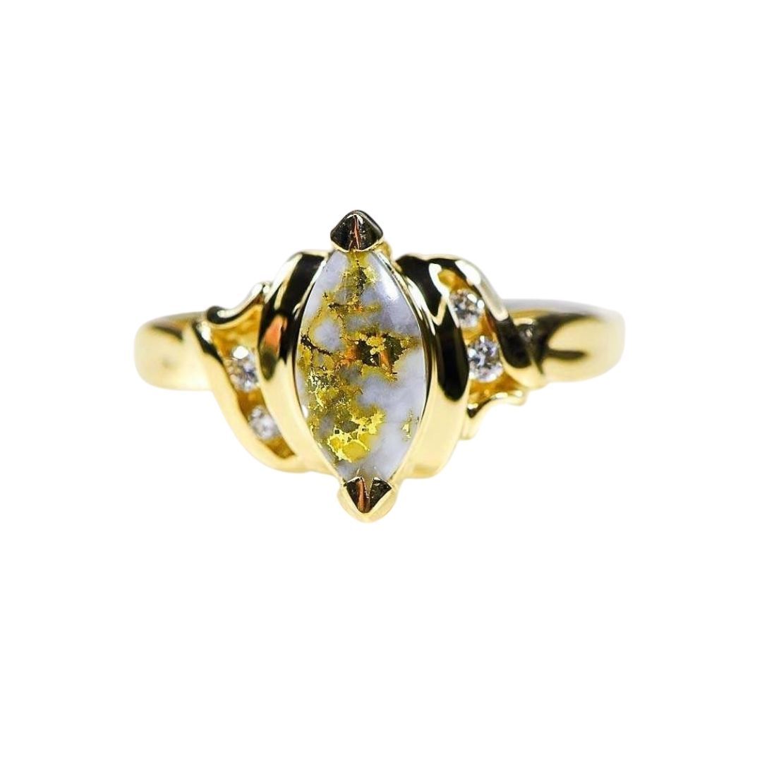 Gold Quartz Ladies Ring with Diamonds - RL735D8Q-Destination Gold Detectors
