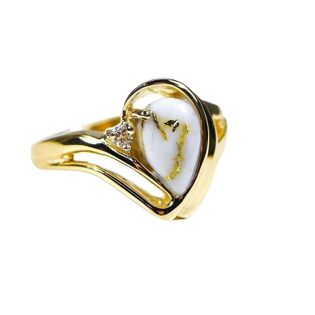 Gold Quartz Ladies Ring with Diamonds - RL739D3Q-Destination Gold Detectors