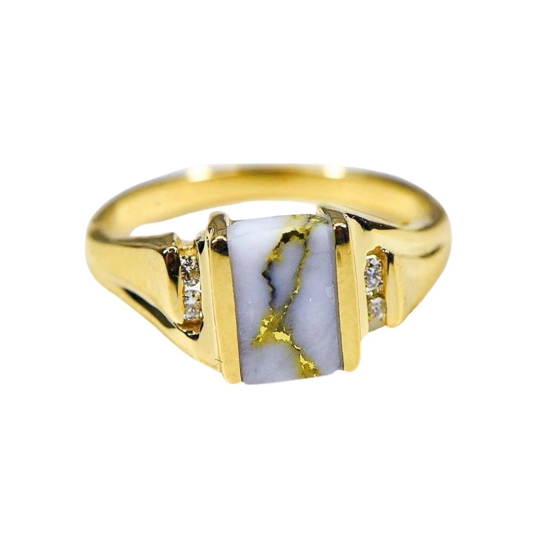 Gold Quartz Ladies Ring with Diamonds - RL743D6Q-Destination Gold Detectors