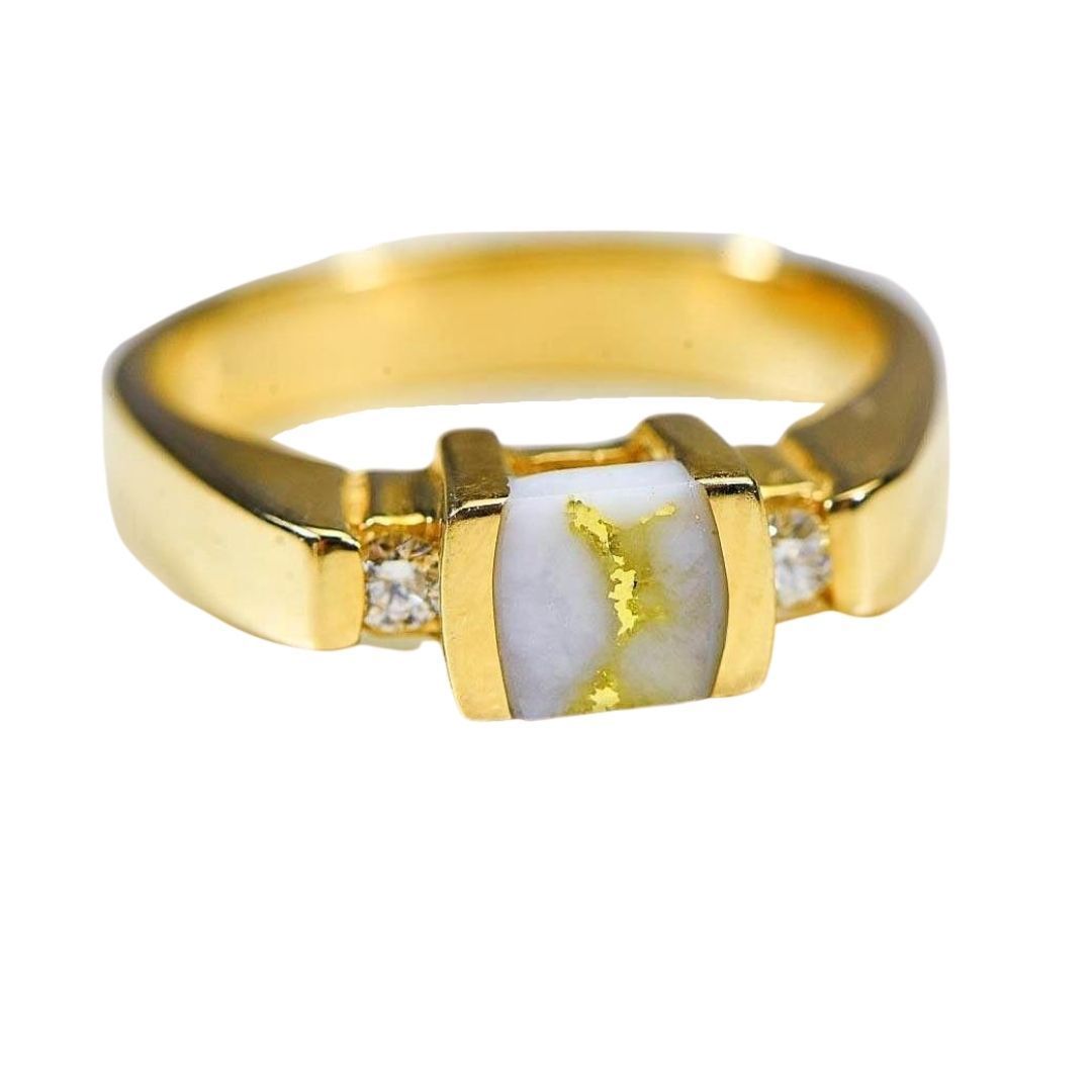 Gold Quartz Ladies Ring with Diamonds - RL842D10Q-Destination Gold Detectors