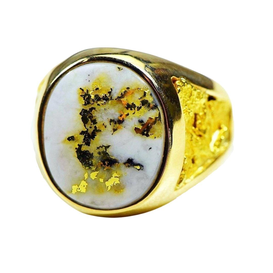 Gold Quartz Mens Ring - RM552Q-Destination Gold Detectors