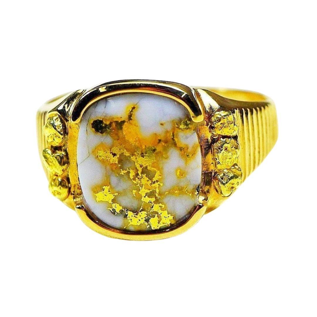 Gold Quartz Mens Ring - RM794NQ-Destination Gold Detectors