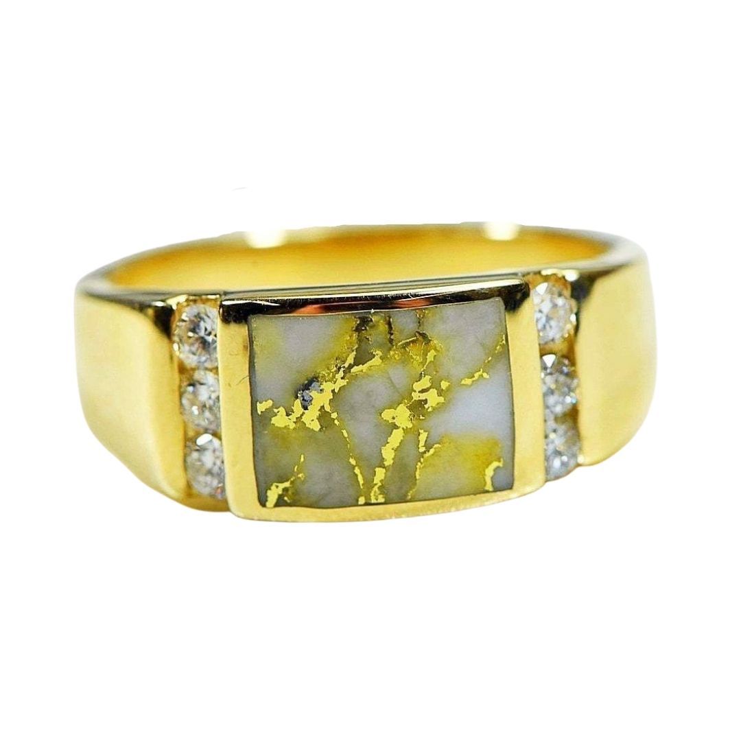Gold Quartz Mens Ring with Diamonds - RM1052D42Q-Destination Gold Detectors