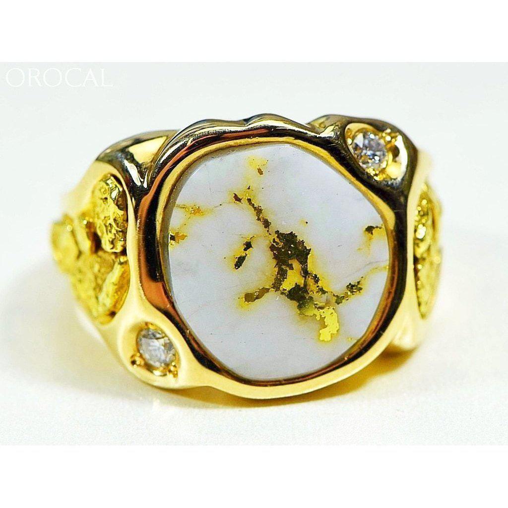 Gold Quartz Mens Ring with Diamonds - RM518D20Q-Destination Gold Detectors