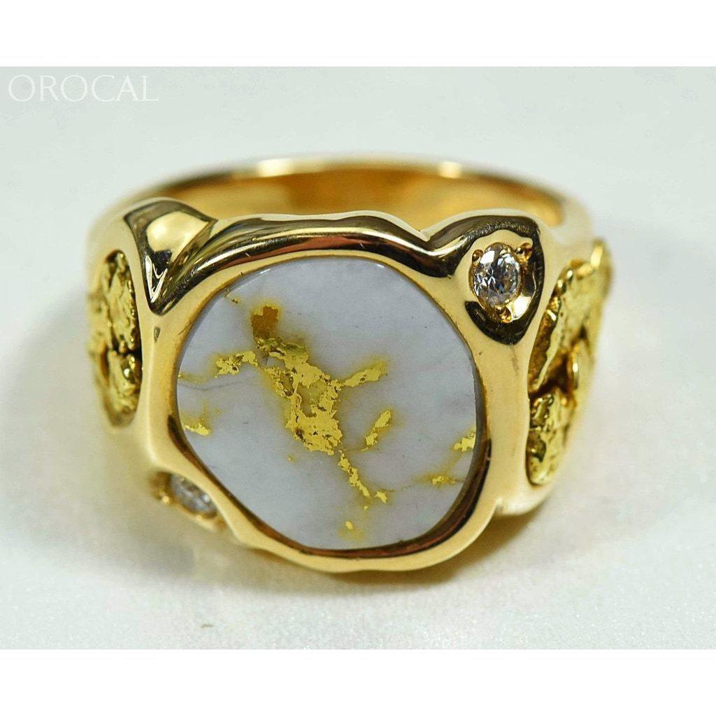 Gold Quartz Mens Ring with Diamonds - RM518D20Q-Destination Gold Detectors