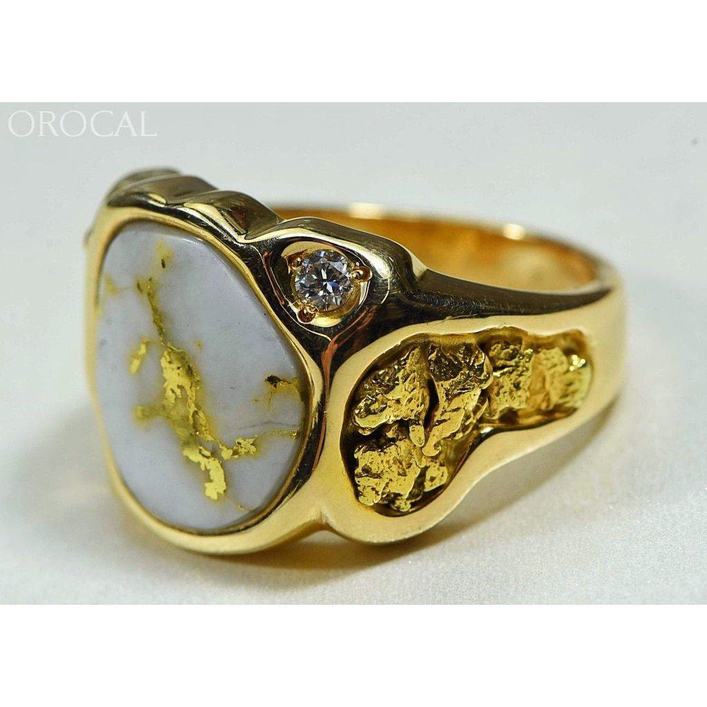 Gold Quartz Mens Ring with Diamonds - RM518D20Q-Destination Gold Detectors