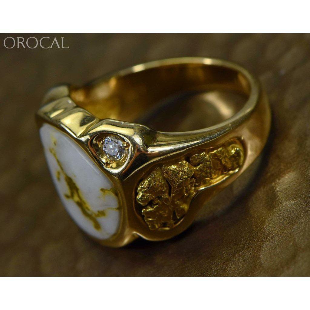 Gold Quartz Mens Ring with Diamonds - RM518D20Q-Destination Gold Detectors