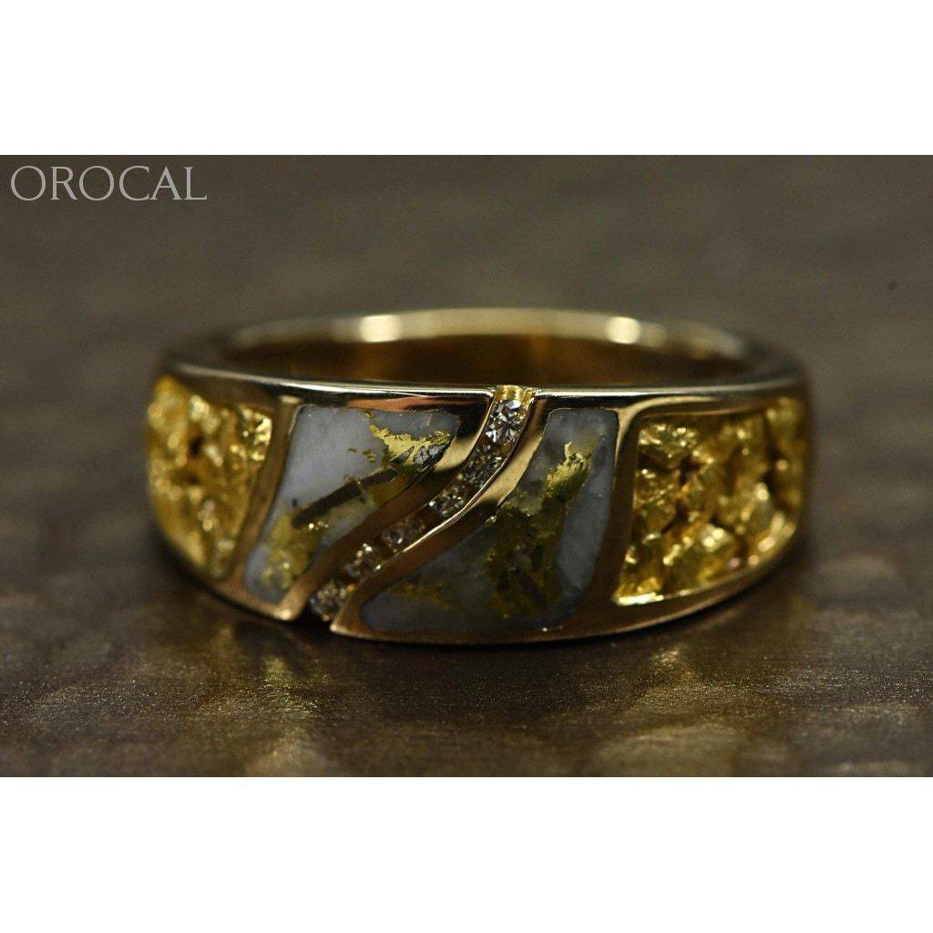 Gold Quartz Mens Ring with Diamonds - RM731D14NQ-Destination Gold Detectors