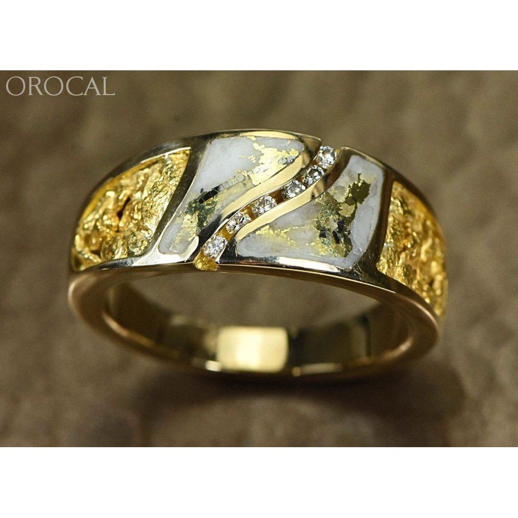 Gold Quartz Mens Ring with Diamonds - RM731D14NQ-Destination Gold Detectors