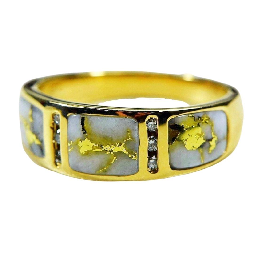 Gold Quartz Mens Ring with Diamonds -RM732D12Q-Destination Gold Detectors