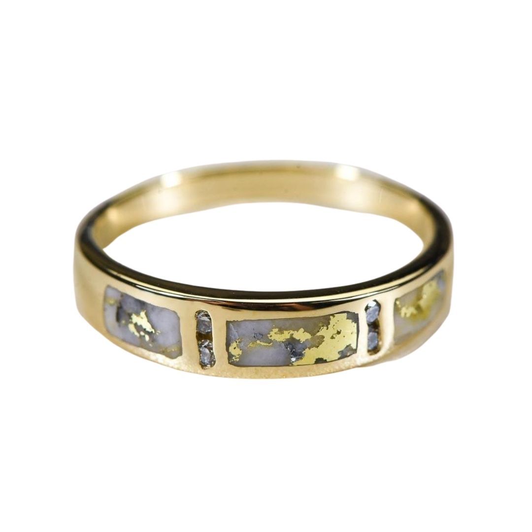 Gold Quartz Mens Ring with Diamonds - RM733D8Q Genuine Hand Crafted Jewelry - 14K Gold Casting-Destination Gold Detectors