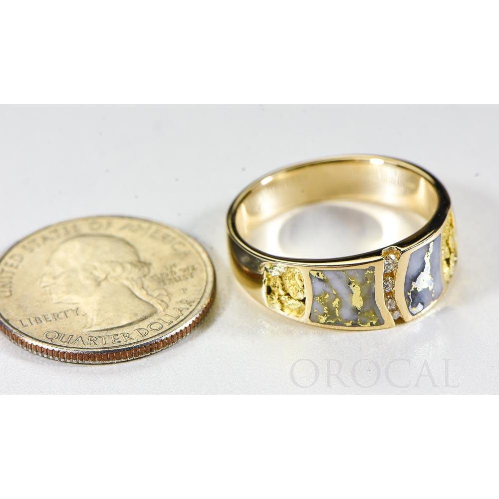 Gold Quartz Mens Ring with Diamonds - RMDL58SD9NQ-Destination Gold Detectors