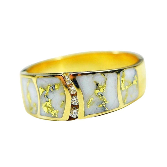 Gold Quartz Mens Ring with Diamonds - RMDL58SD9Q-Destination Gold Detectors