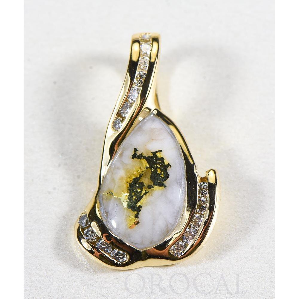 Gold Quartz Pendant with Diamonds - PDL106SD32Q-Destination Gold Detectors