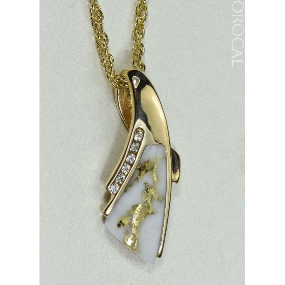 Gold Quartz Pendant with Diamonds - PDL8LD15QX-Destination Gold Detectors