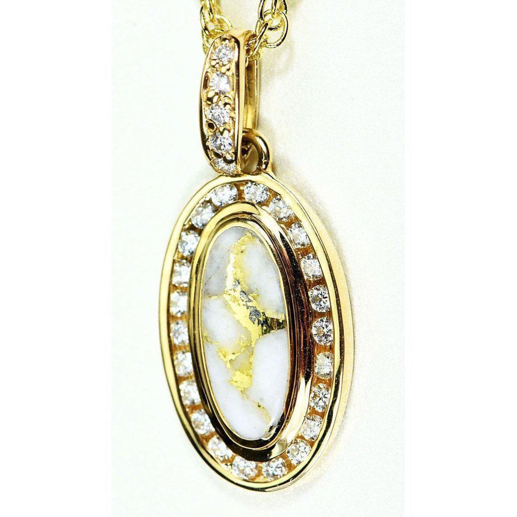 Gold Quartz Pendant with Diamonds - PN1049DQX-Destination Gold Detectors