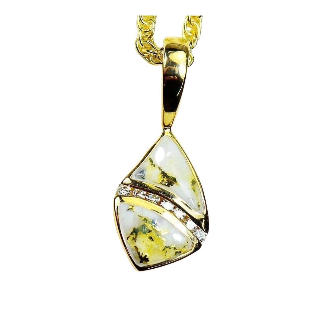 Gold Quartz Pendant with Diamonds - PN1071DQ-Destination Gold Detectors