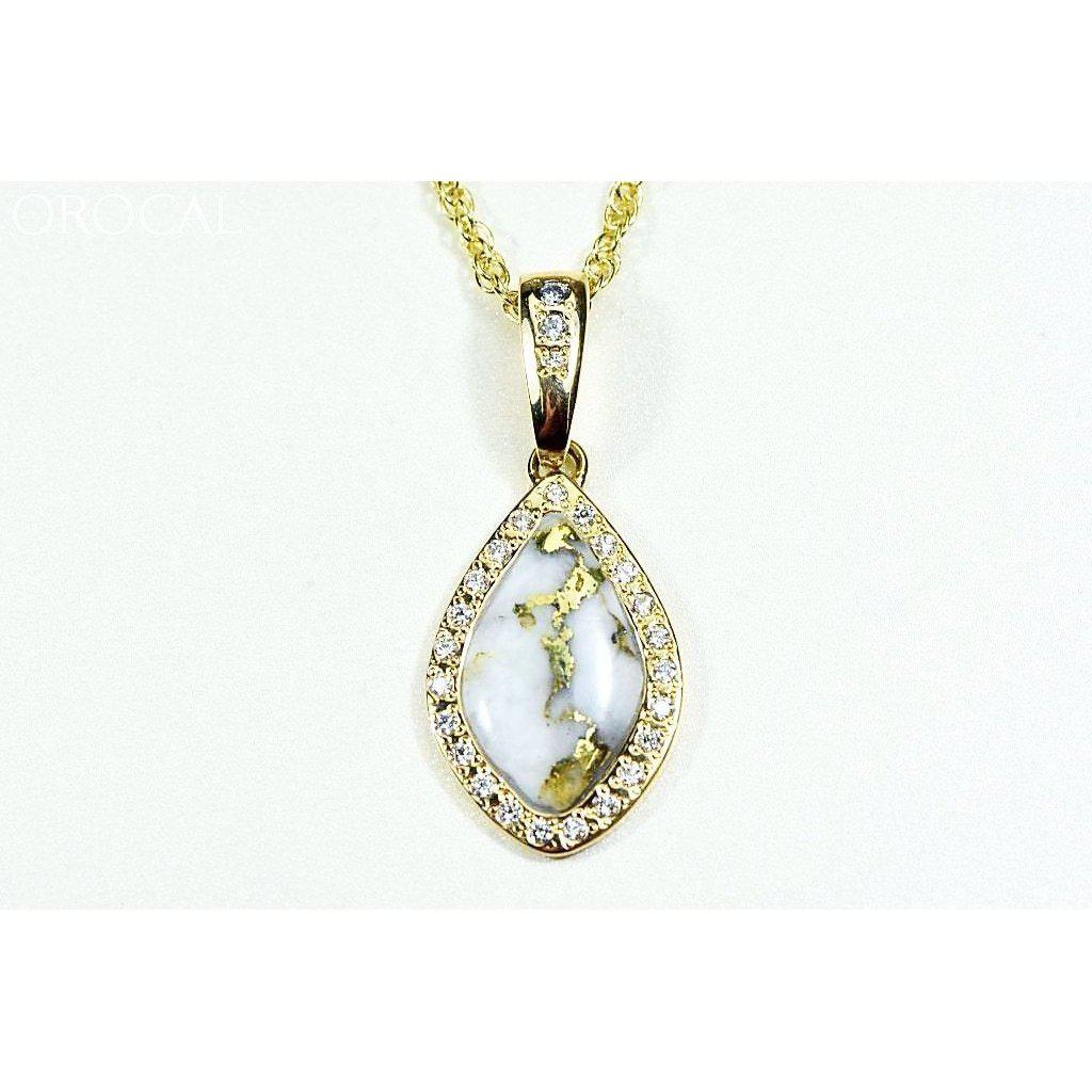 Gold Quartz Pendant with Diamonds - PN1104DQ-Destination Gold Detectors