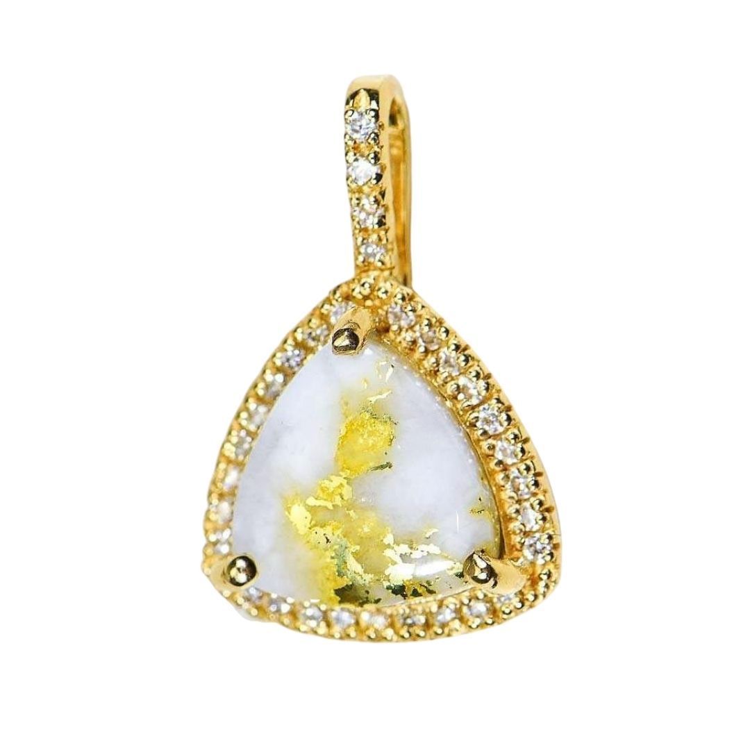 Gold Quartz Pendant with Diamonds - PN1123DQ-Destination Gold Detectors