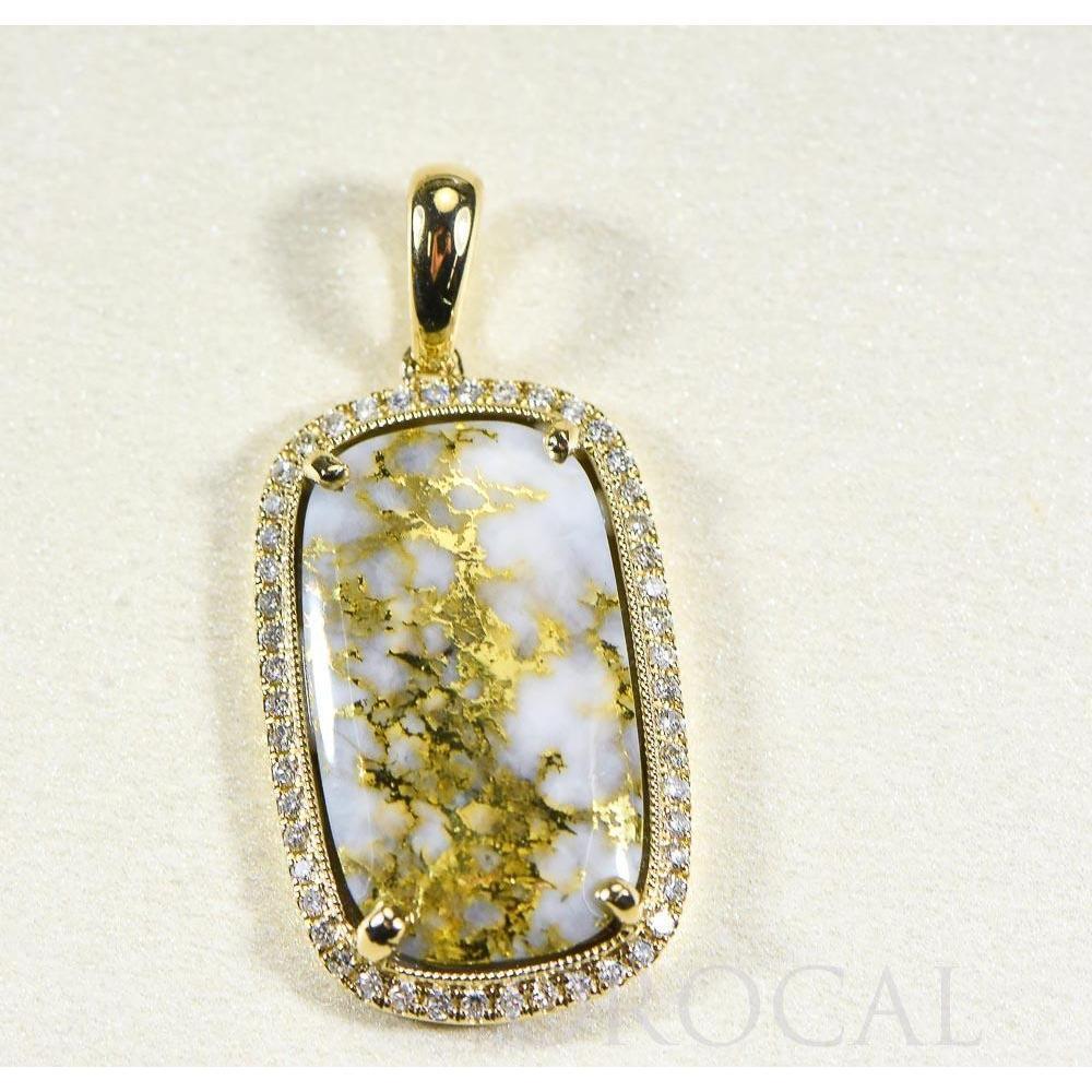 Gold Quartz Pendant with Diamonds - PN1171DQ-Destination Gold Detectors