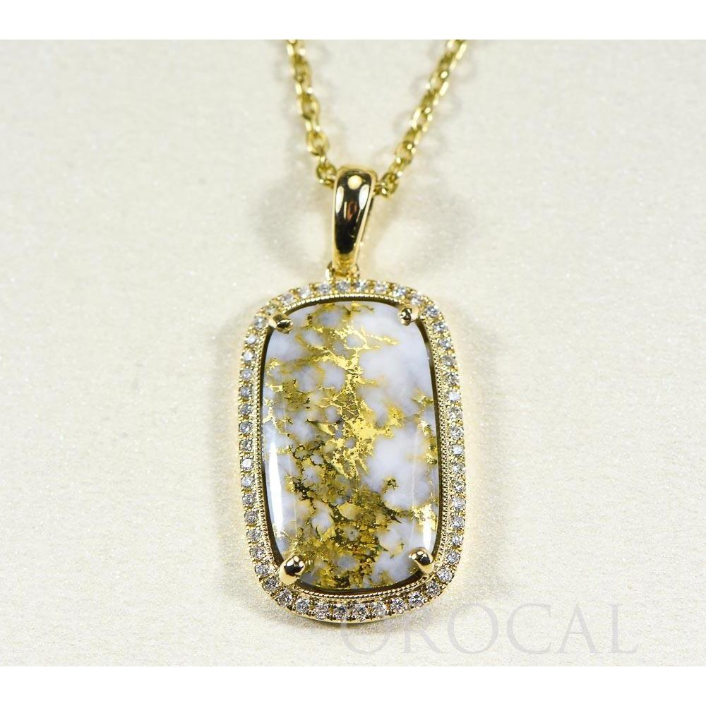 Gold Quartz Pendant with Diamonds - PN1171DQ-Destination Gold Detectors