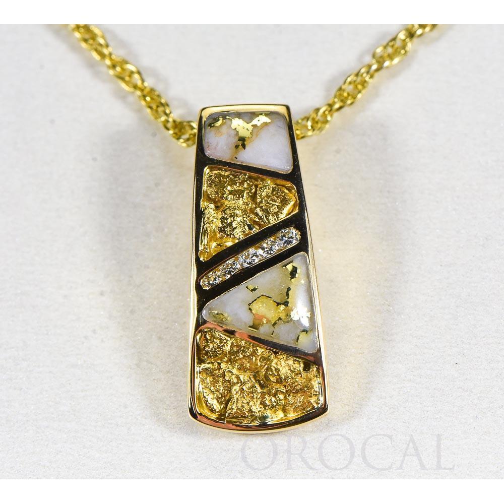 Gold Quartz Pendant with Diamonds - PN798DNQ-Destination Gold Detectors